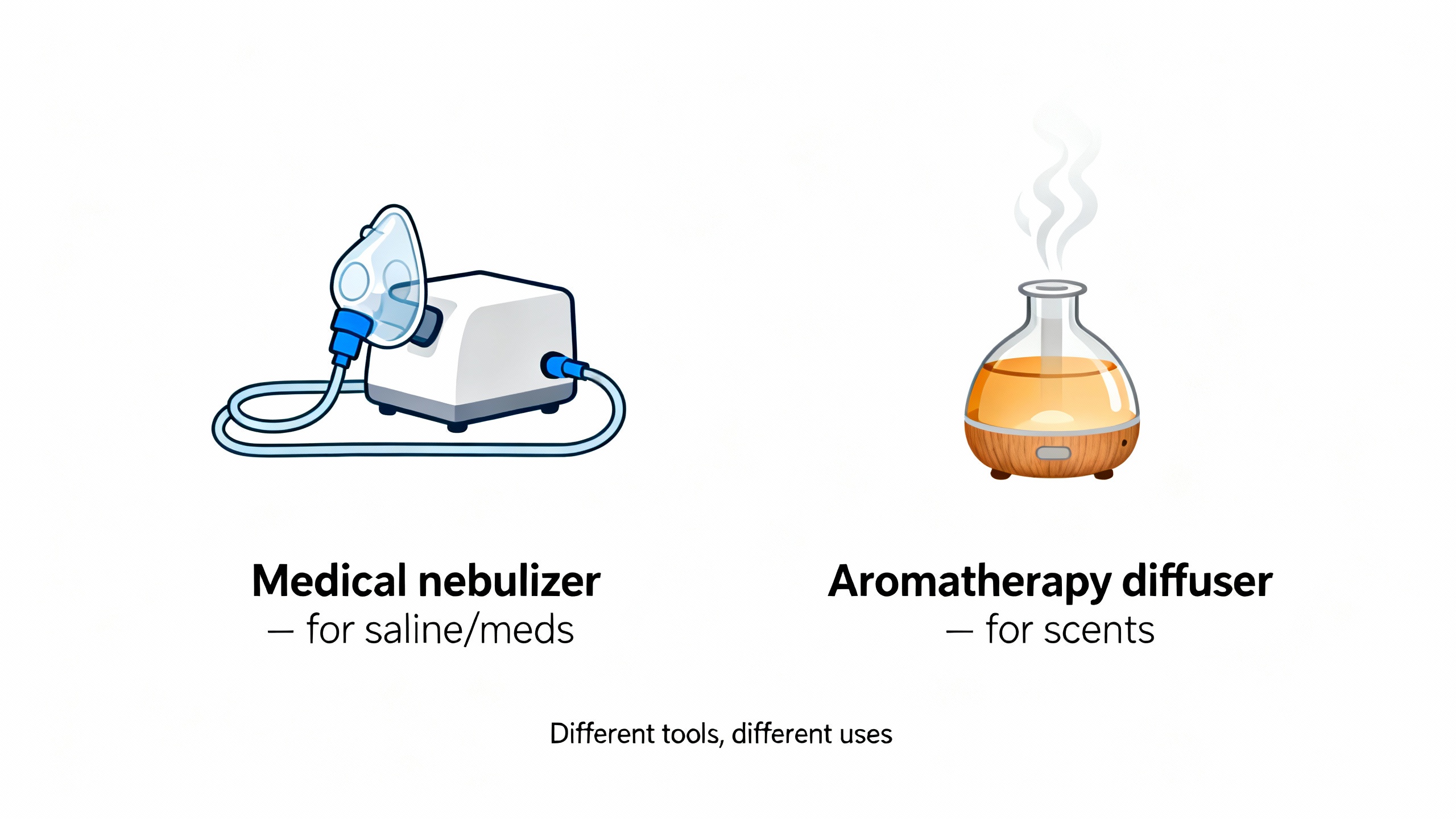 Medical nebulizer vs essential oil diffuser – different tools for different uses Medical nebulizer vs essential oil diffuser comparison; different tools for different uses.